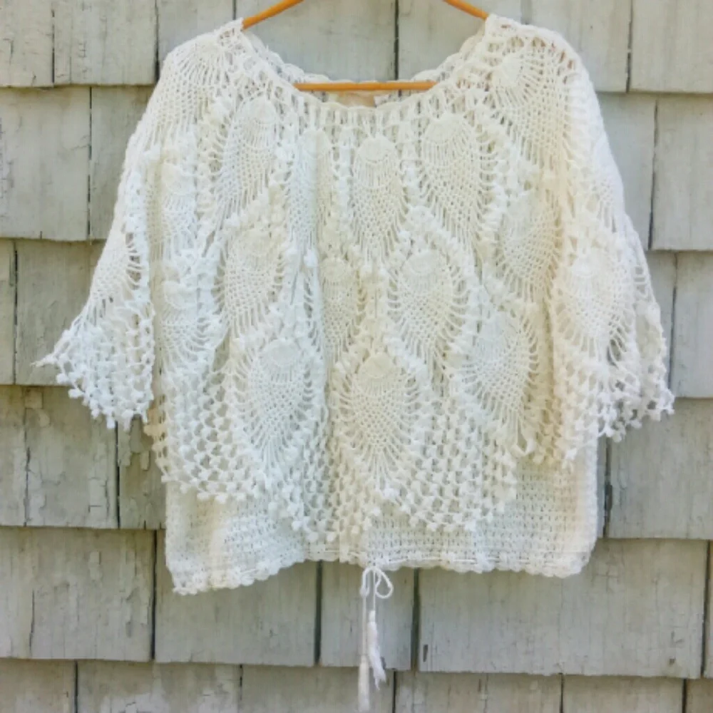 Vintage White Crochet Sweater - Picture 2 of 4